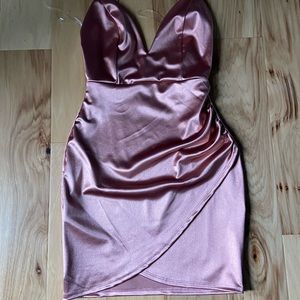 purplish pink rose colored dress